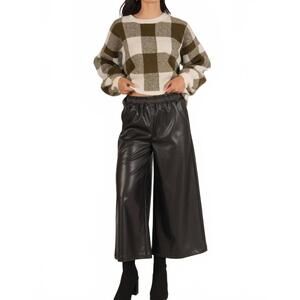 NEW BEFORE YOU COLLECTION faux leather wide leg pants in black